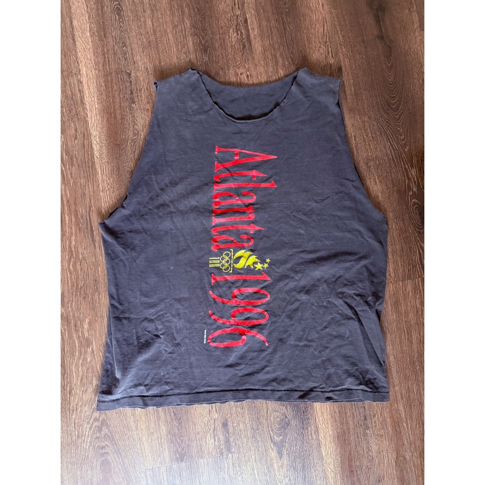 Vintage Atlanta 1996 Olympic Games Cutoff Muscle Tee Shirt Black XL
